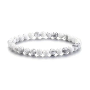 Natural Howlite Stone Bracelet 4mm White Gemstone Healing Crystal Bracelet Gift - Picture 1 of 5