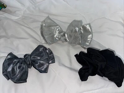 Vintage Boho 80’s 90’s Big Hair Bow Barrette Clip Chiffon Oversized Lot Of 3 - Image 1 of 4
