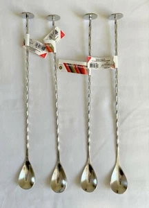New 4 Piece Set 10 1/2" Long Drink Stirring Spoons - Picture 1 of 1