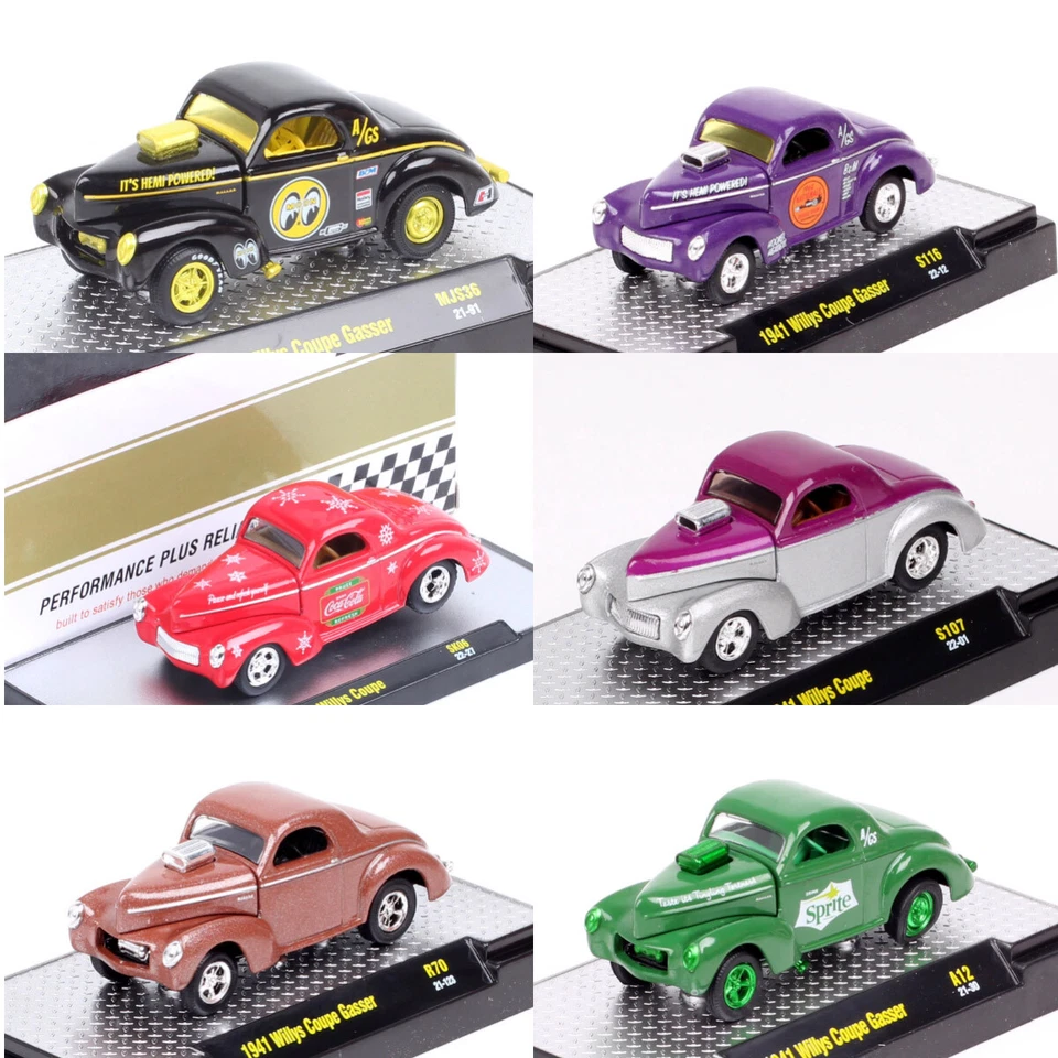 1/64 Scale 1941 Willys Coupe Gasser Diecast Car Model Jeep Toy Sprite CocaCola - Image 1 of 2