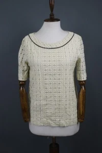 Moschino Beige Geometric Print Short Sleeve Relaxed Top Blouse Size 10 - Picture 1 of 9