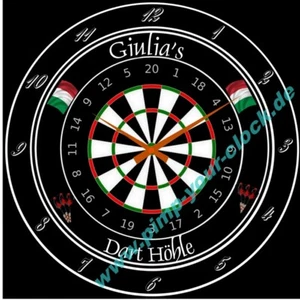 Dart Wanduhr " Dart mit Text & Länderflaggen - Italien " verschiedene Größen - Bild 1 von 7