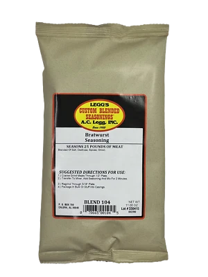 AC Legg's Bratwurst Seasoning Blend 104 - 11 oz - Seasons 25 lbs of Meat - Image 1 of 4