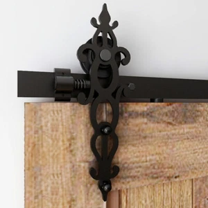 CCJH 4-12FT Sliding Barn Door Hardware Kit Flower Style Carbon Steel Track Set - Picture 1 of 11