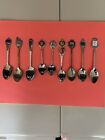 Vintage 9 Souvenir Spoons USA, Countries & KENNEDY Shuttle