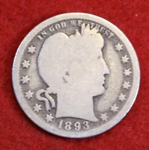 1893 Barber Quarter 90% Silbermünze BQ671 - Bild 1 von 2