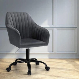 Artiss Office Chair Velvet Seat Dark Grey - Picture 1 of 7