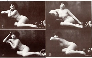 Lot of 4 Poses RISQUE Dirty FRENCH POSTCARDS Photo Postcards REPRODUCTIONS - Imagen 1 de 2