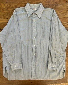Cuello trubenizado informal a rayas abotonado Essley de finales de la década de 1940. XL - Imagen 1 de 14