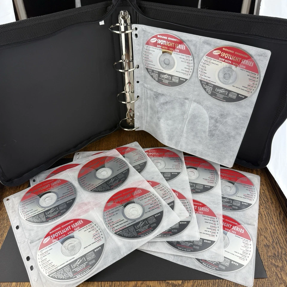 Juego de 42 discos de karaoke Sound Choice CDG – Vol 107 y 159–200 – 630 canciones + estuche con cremallera Foto 1 de 4