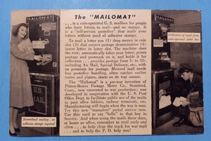MAILOMAT ADVERTISING POSTCARD PM 1945 MAIL MACHINE - Picture 1 of 2