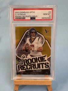 2023 Panini Donruss Optic C.J. Stroud Rookie Recruits GOLD PRIZM PSA 10 #10/10 - Picture 1 of 2