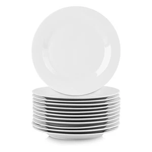 Elama Porcellana Set 12 Pezzi Grande Piatto Rotondo Bianco - Foto 1 di 1