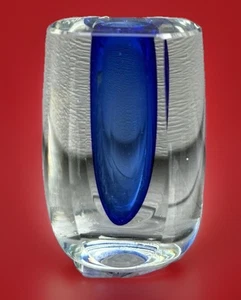 Vaso MidCentury moderno Murano Sommerso mandruzzato vetro artistico blu chiaro bocciolo - Foto 1 di 11