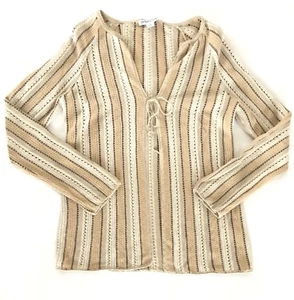 Pendleton Linen Blend Womens Size XS Brown Knit Swing Sweater Cardigan Crochet - Picture 1 of 10