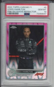 LEWIS HAMILTON 2022 TOPPS CHROME F1 PINK RAYWAVE REFRACTOR /75 PSA 10 GEM POP 8 - Picture 1 of 2