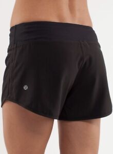 Lululemon Run: Switch Back Solid Black Shorts Size 6