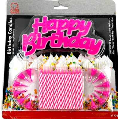 Velas de Cumpleaños, Juego de Pastel de Velas de Feliz Cumpleaños Rosa Foto 1 de 2