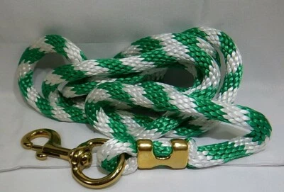 Cuerda de Plomo de Caballo Poli Verde Raya Blanca 5/8" x 8' Hecha en EE. UU. TF Foto 1 de 2