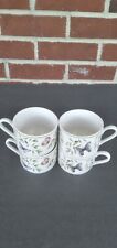   4 Farberware Butterfly Ladybugs Cups Coffee Mug Set Arbor Life Greenery Leaves