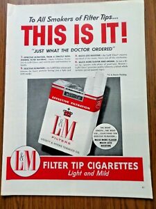 1954 L & M Cigarette Ad Just What the Doctor Ordered