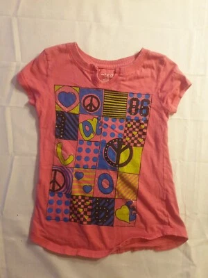 BCG Girls Pink Graphic Peace & Love Daily T-Shirt Youth Size Small Foto 1 de 4
