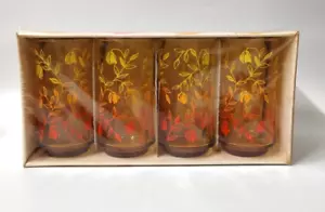 Libbey Naranja Ombre Floral Vasos Informales Nuevo en Caja - Imagen 1 de 5