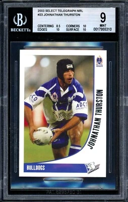 Tarjeta graduada de novato BGS 9 - 2003 Canterbury Bulldogs NRL - Johnathan Thurston Foto 1 de 3
