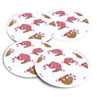 4X Vinyl Stickers Funny Pink Sloths On Candy Canes Christmas #170571