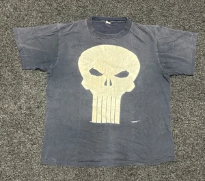 VTG 1999 Marvel The Punisher Skull Shirt XLBlack Faded Single Stitch 90s Mens - Picture 1 of 1