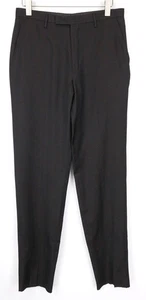 JOHN RICHMOND Men Trousers IT50 Black Flat-Front Classic Virgin Wool Blend * - Picture 1 of 7