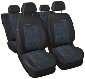 Juego completo de fundas de asiento de coche para Nissan Pathfinder - terciopelo gris carbón/azul - Imagen 1 de 4