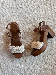 Seychelles Jump for Joy Woven Sandals Ivory Brown Size 8.5 - Picture 1 of 6