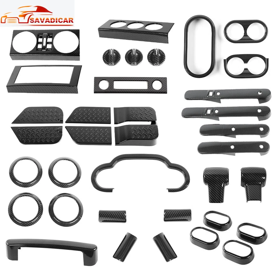 For Jeep Wrangler JK 2007-10 36x Interior Decoration Cover Trim Kit Carbon fiber - Image 1 of 4