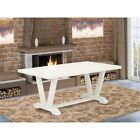 VT027 - Dining Table with Linen White Top and Wirebrushed Linen White Leg