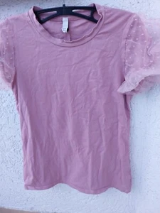 T-Shirt mit Puffärmeln in altrosa, Gr. xs , prodotto in Italia - Bild 1 von 1