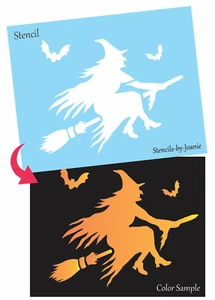 Plantillas de Joanie Wicked Witch Escoba Voladora Bates Hágalo usted mismo Otoño Letreros Artesanales de Temporada - Imagen 1 de 8
