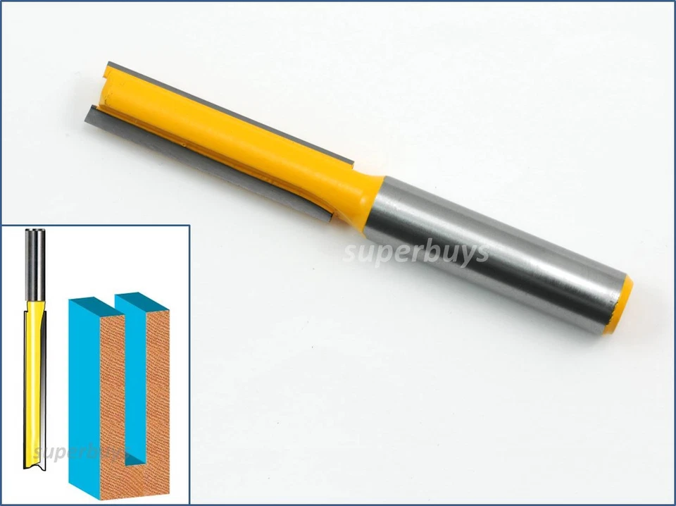 50mm Long 8mm Shank X 2" Straight Router Bit Dual Blade Wood Carving Cutter Tool