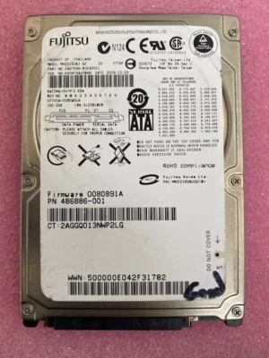 Fujitsu 160GB MHZ2160BJ G2 7.2K RPM 8MB Cache SATA 3.0Gb/s 2.5" Hard Drive - Image 1 of 3