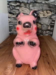 9”Vintage Chalkware Carnival Prize Piggy Bank Pig Figurine 30s to 60’s RARE FIND - Picture 1 of 12
