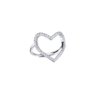 Hollow Heart Ring for Women Girls Rhinestone CZ Statement Ring Engagement Promis - Picture 1 of 5