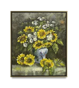 Hungryartist - Quadro originale di fiori natura morta tela 20x24 incorniciato - Foto 1 di 6