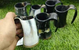 Set of Horn Shot Glass Vodka Glass Tequila Glass Mini Tankard set buffalo horn m - Picture 1 of 4