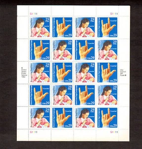 STAMPS FULL SHEET # 2783-2784 American Sign Language 29 cent MNH 1993 - Picture 1 of 1