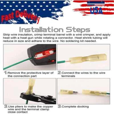 12-10AWG Heat Shrink Bullet Female Male Wire Connector Crimp Terminals  Yellow - Image 1 of 2