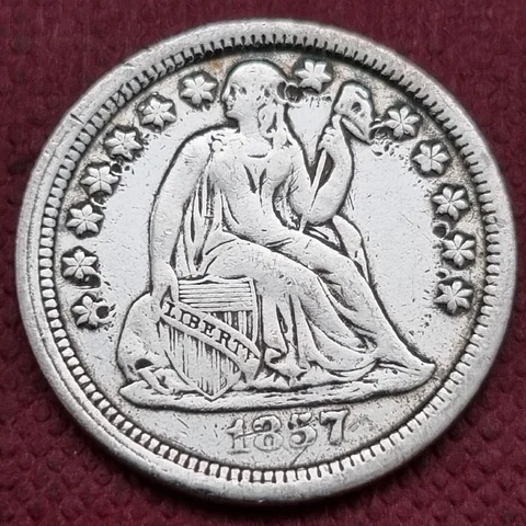 1857 Seated Liberty Dime 10c Better Grade XF Details #58750 Cover
