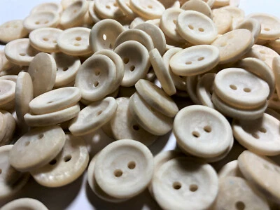 50 IMITATION STONE BUTTONS  15/mm 5/8" Made In Italy Natural Shade 2hole - Image 1 of 4