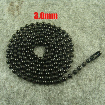 Colar antialérgico titânio 26" 3mm preto corrente de contas de bola militar H305 - Imagem 1 de 4