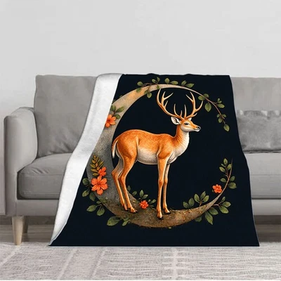 Majestic Deer on Flannel Blanket - Soft Cozy Warm Design with Vibrant Colors   - Image 1 of 4