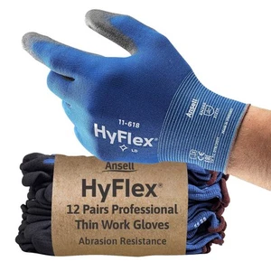 Ansell HyFlex 11-618 Mechanics Gloves, Abrasion-Resistant PU Coating... - Picture 1 of 120